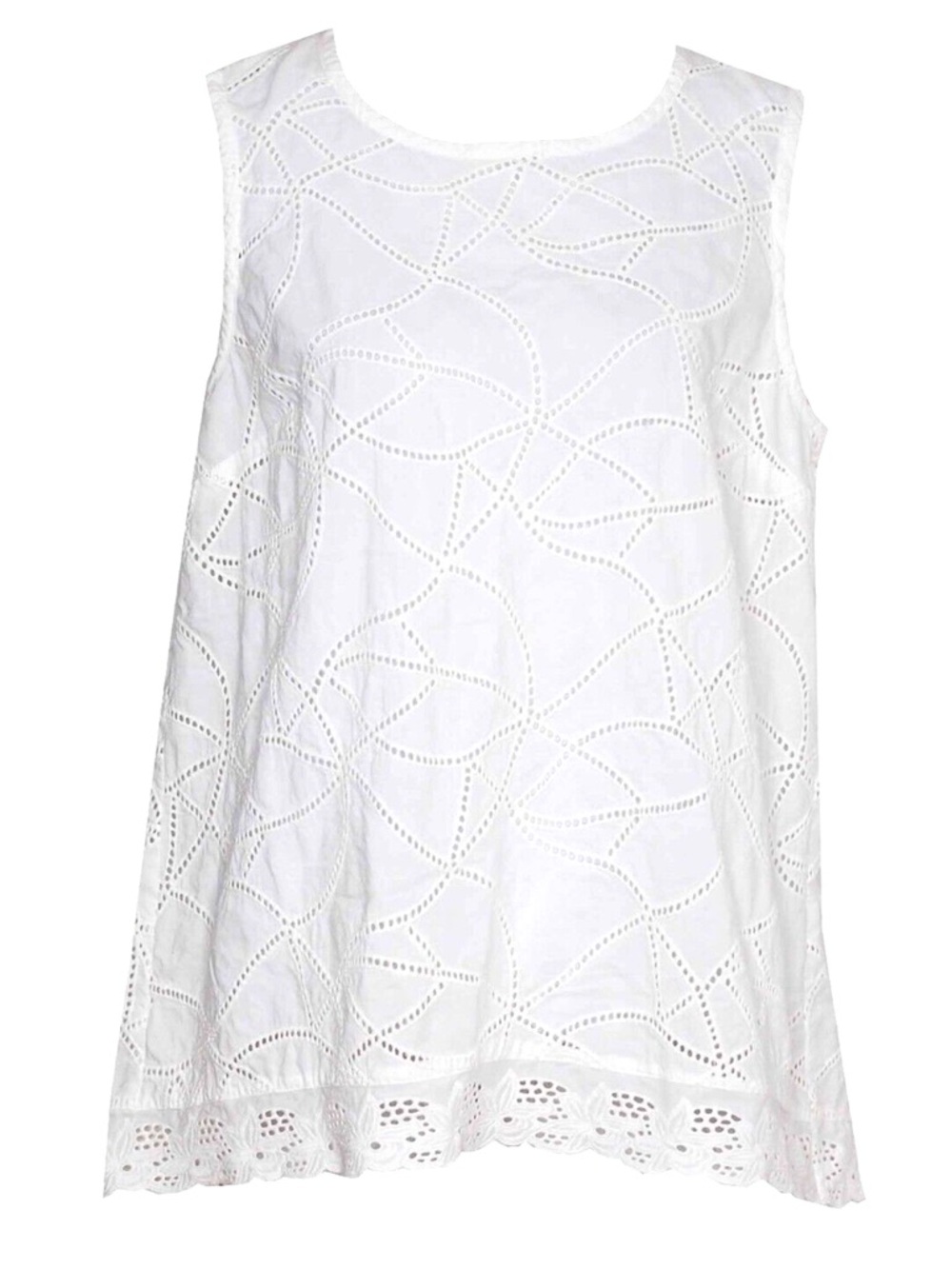 CAbi Lace Emma Tank Top White Eyelet Flowy Summer Top Size Large